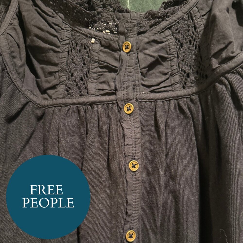 Black Free People Babydoll Shirt - Picture 2 of 2